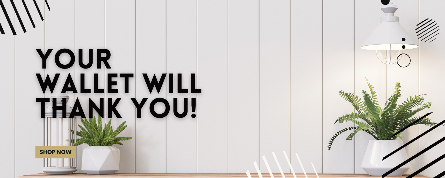 Motivational quote 'Your wallet will thank you!' Add a christmas background and remove plants